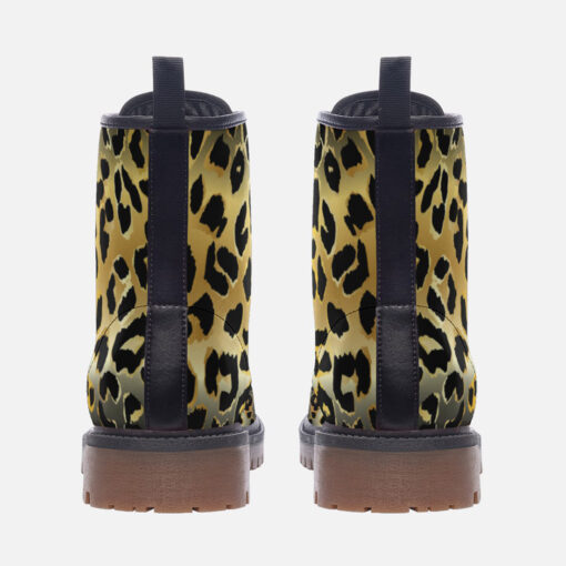 Golden Leopard Texture Trendy Leather Boots - Image 4