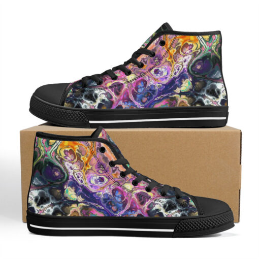 Abstract Fluid Marble Ink High-Top Shoes