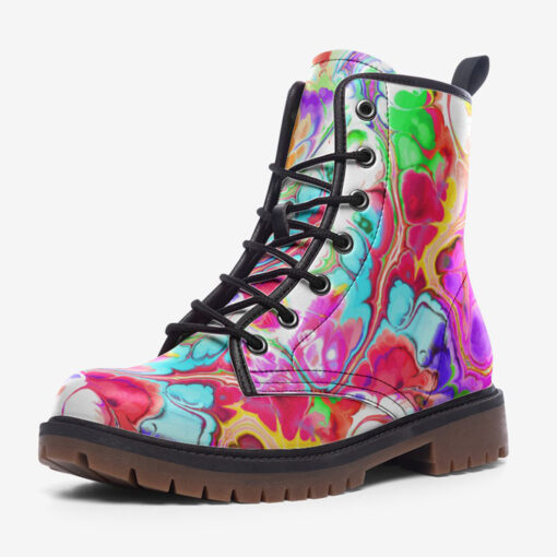 Acrylic Cellular Flowing Marble Trendy Leather Boots - Image 3