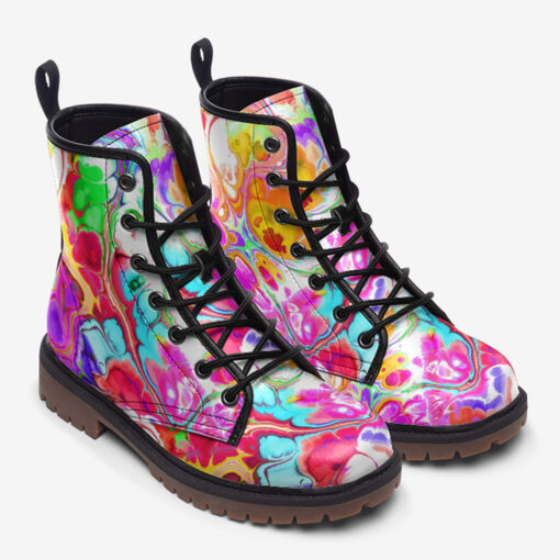 Acrylic Cellular Flowing Marble Trendy Leather Boots - Image 2