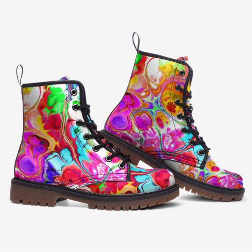 Acrylic Cellular Flowing Marble Trendy Leather Boots