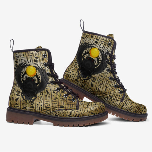 Egypt Winged Beetle Skull Trendy Leather Boots