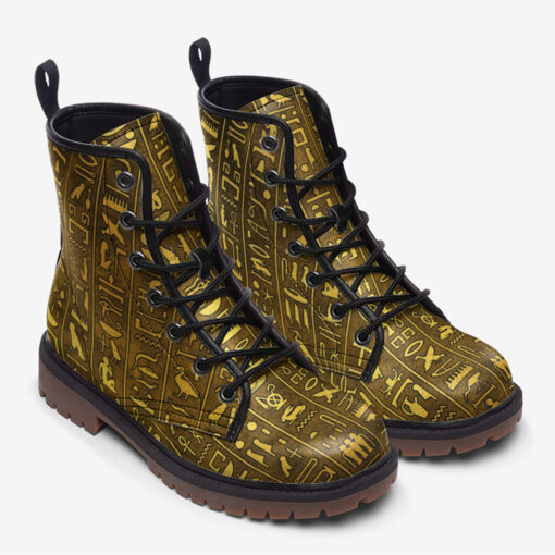 Egyptian Hieroglyphs Trendy Leather Boots - Image 2