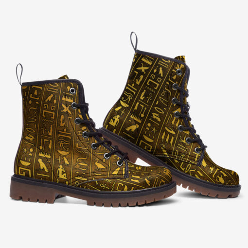 Egyptian Hieroglyphs Trendy Leather Boots