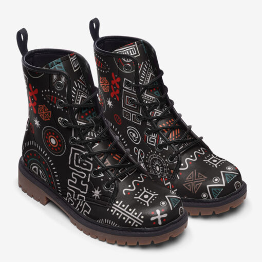 Abstract African Tribal Trendy Leather Boots - Image 2