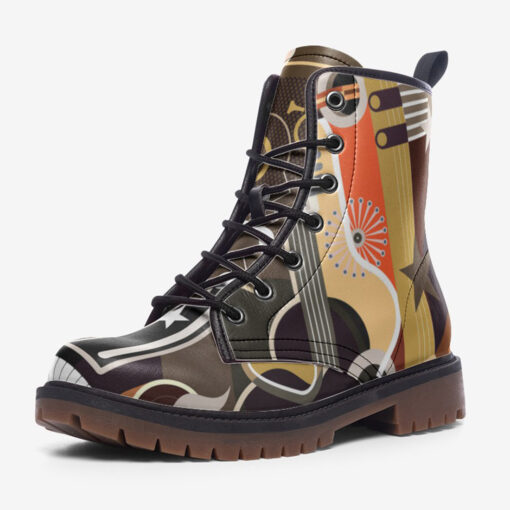 Abstract Music Art Trendy Leather Boots - Image 3