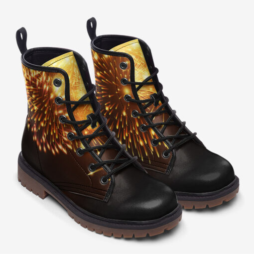 Golden Firework Trendy Leather Boots - Image 2