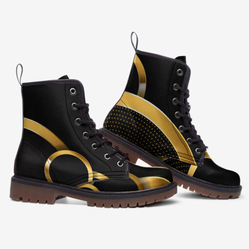 Shiny Gold Circle Shapes Trendy Leather Boots