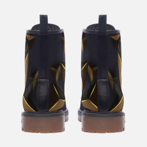 Golden 3D Triangles Trendy Leather Boots - Image 4