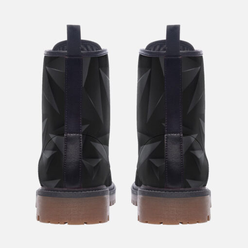 Modern Gray 3D Triangles Trendy Leather Boots - Image 4