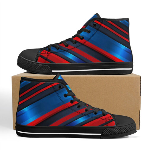 Blue Red Stripe Lines High-Top Shoes