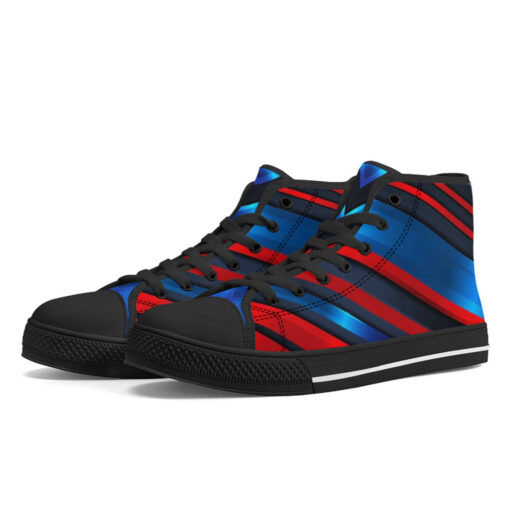 Blue Red Stripe Lines High-Top Shoes - Image 2