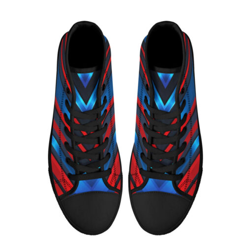 Blue Red Stripe Lines High-Top Shoes - Image 3