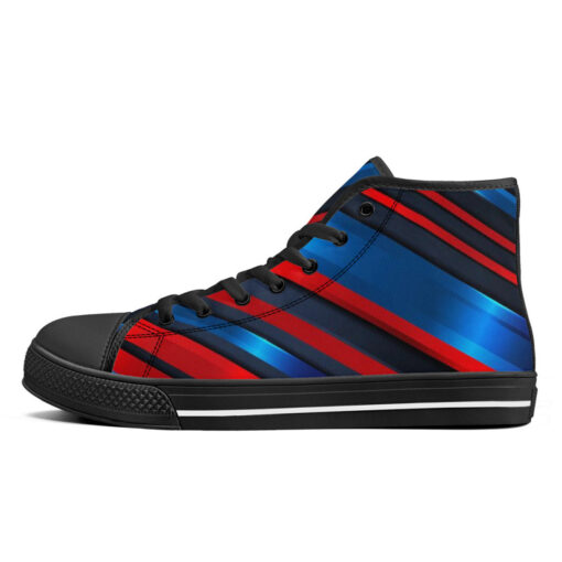 Blue Red Stripe Lines High-Top Shoes - Image 4