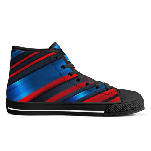 Blue Red Stripe Lines High-Top Shoes - Image 5