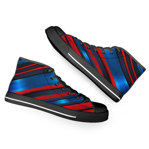 Blue Red Stripe Lines High-Top Shoes - Image 6