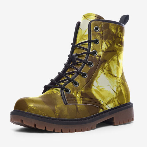 Golden Crumpled Paper Trendy Leather Boots - Image 3