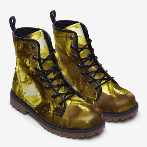 Golden Crumpled Paper Trendy Leather Boots - Image 2