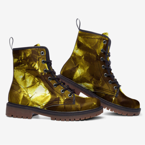 Golden Crumpled Paper Trendy Leather Boots