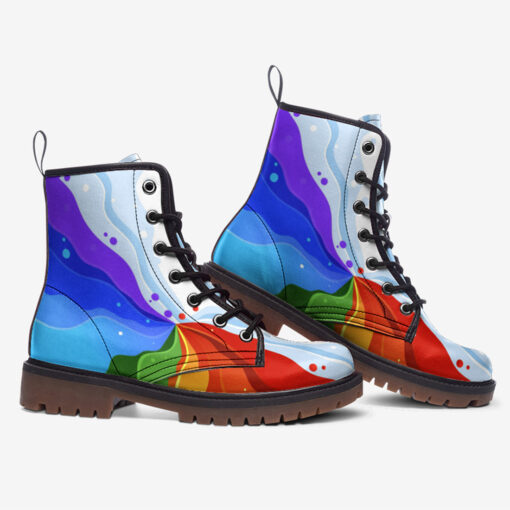 Playful Rainbow Wave Trendy Leather Boots