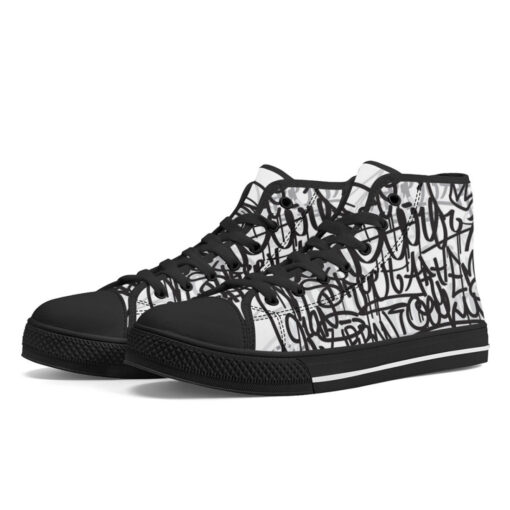 Black and White Graffiti High-Top Shoes - Image 2