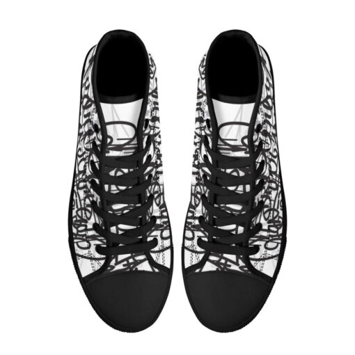 Black and White Graffiti High-Top Shoes - Image 3