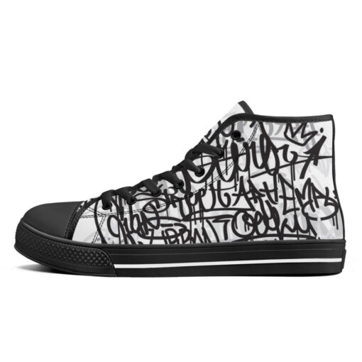 Black and White Graffiti High-Top Shoes - Image 4