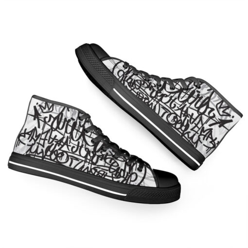 Black and White Graffiti High-Top Shoes - Image 6