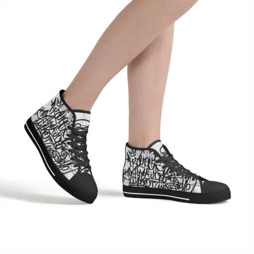 Black and White Graffiti High-Top Shoes - Image 7