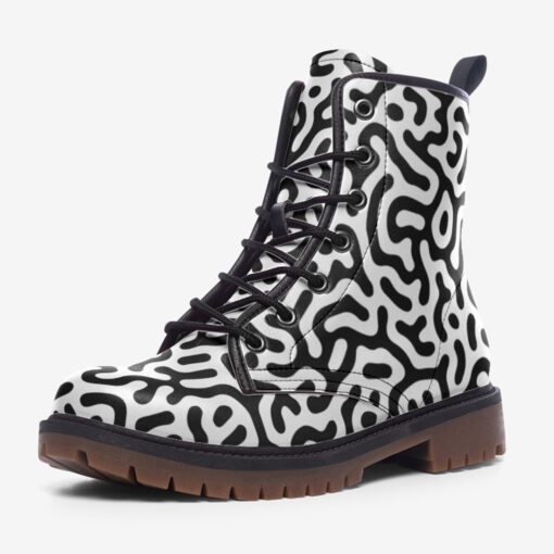 Monocrome Maze Trendy Leather Boots - Image 3