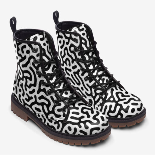 Monocrome Maze Trendy Leather Boots - Image 2