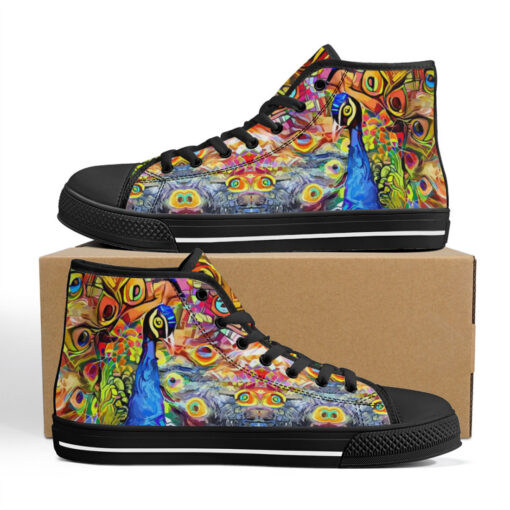 Artistic Impressionism Peacock High-Top Shoes