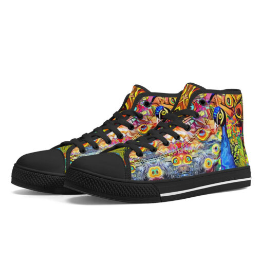 Artistic Impressionism Peacock High-Top Shoes - Image 2