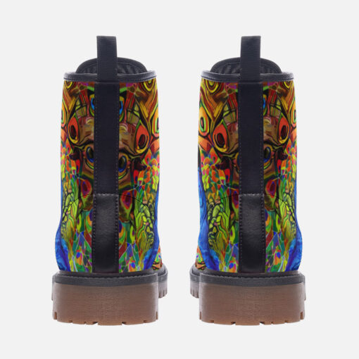 Artistic Impressionism Peacock Trendy Leather Boots - Image 4