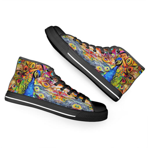 Artistic Impressionism Peacock High-Top Shoes - Image 6