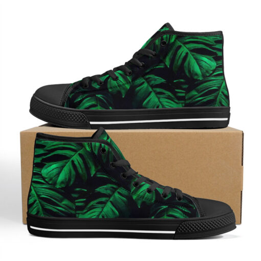 Green Tropical Leaves High-Top Shoes