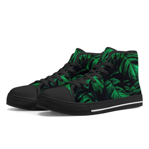 Green Tropical Leaves High-Top Shoes - Image 2