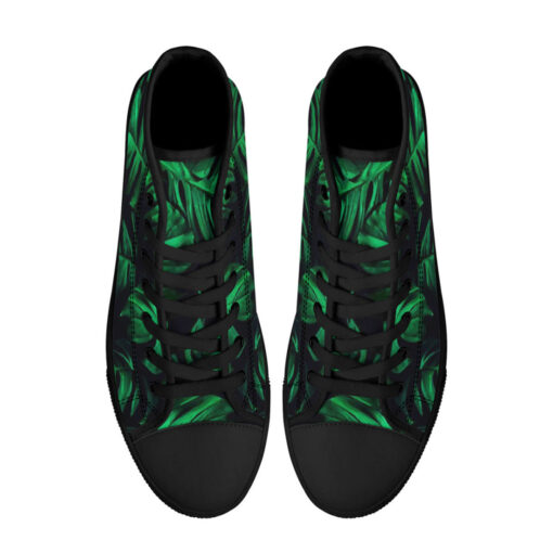 Green Tropical Leaves High-Top Shoes - Image 3