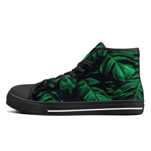 Green Tropical Leaves High-Top Shoes - Image 4