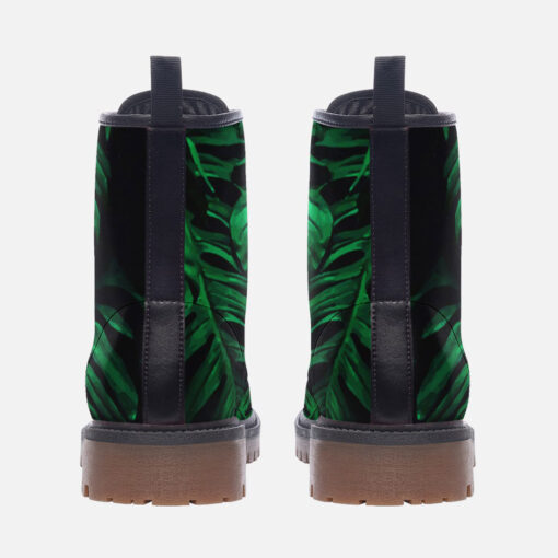 Green Tropical Leaves Trendy Leather Boots - Image 4