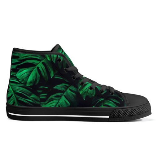 Green Tropical Leaves High-Top Shoes - Image 5