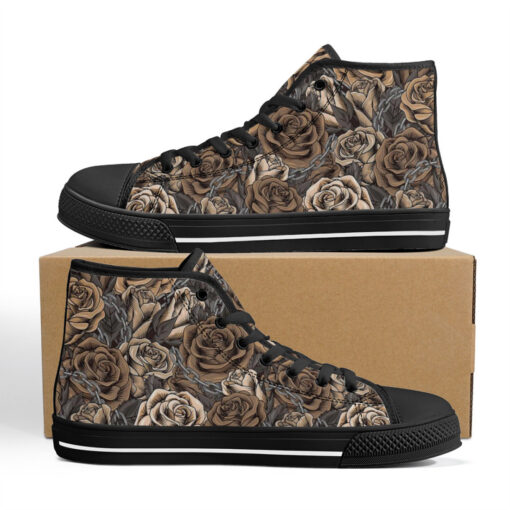 Lush Roses Metal Chains High-Top Shoes