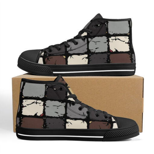 Hand Drawn Rough Bricks High-Top Shoes