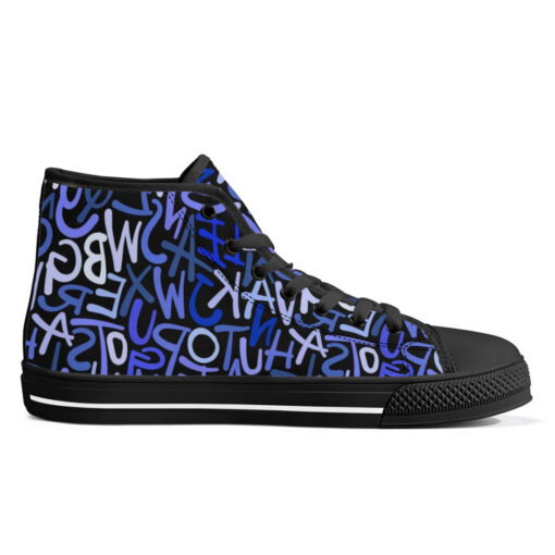 Hand Drawn Blue Letters High-Top Shoes - Image 5