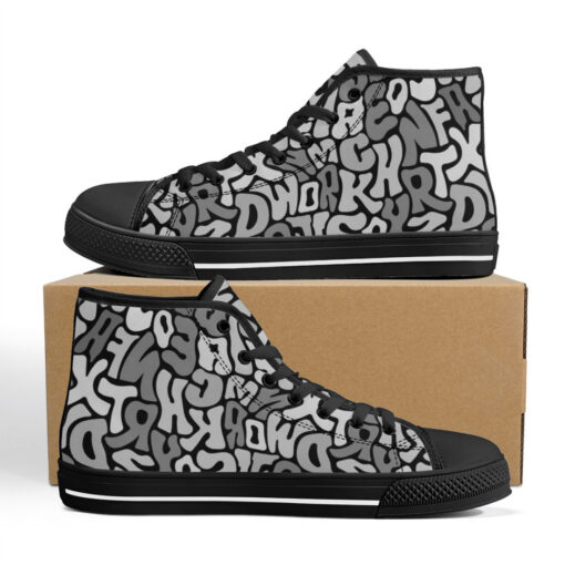 Gray Letters High-Top Shoes