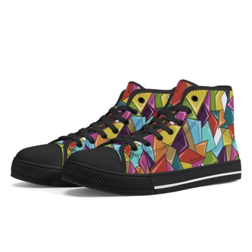 Colorful Mosaic Geometric High-Top Shoes - Image 2