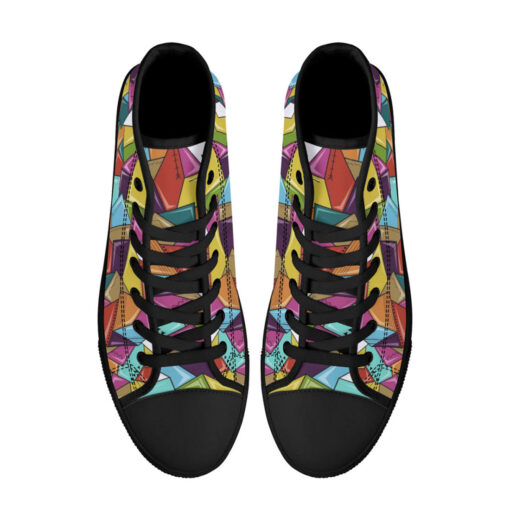 Colorful Mosaic Geometric High-Top Shoes - Image 3