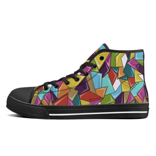 Colorful Mosaic Geometric High-Top Shoes - Image 4