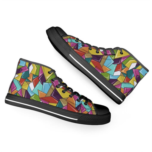 Colorful Mosaic Geometric High-Top Shoes - Image 6