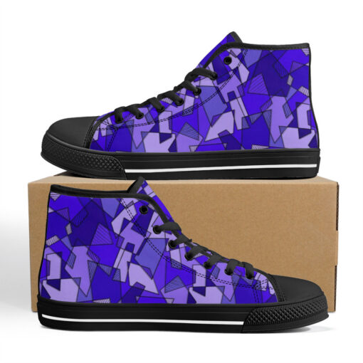 Mosaic Geometric Blue High-Top Shoes